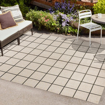 Grid Modern Squares Indoor/outdoor Area Rug